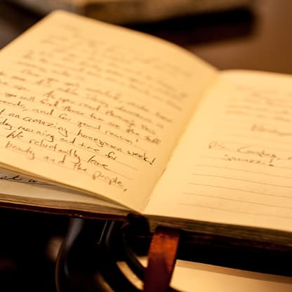 An old journal with hand written entries