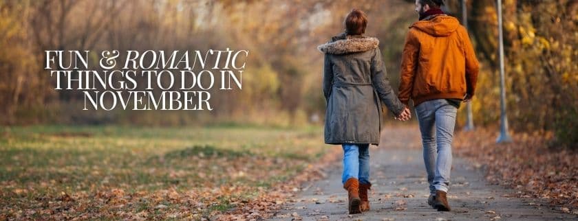 couple talking romantic outdoor autumn walk